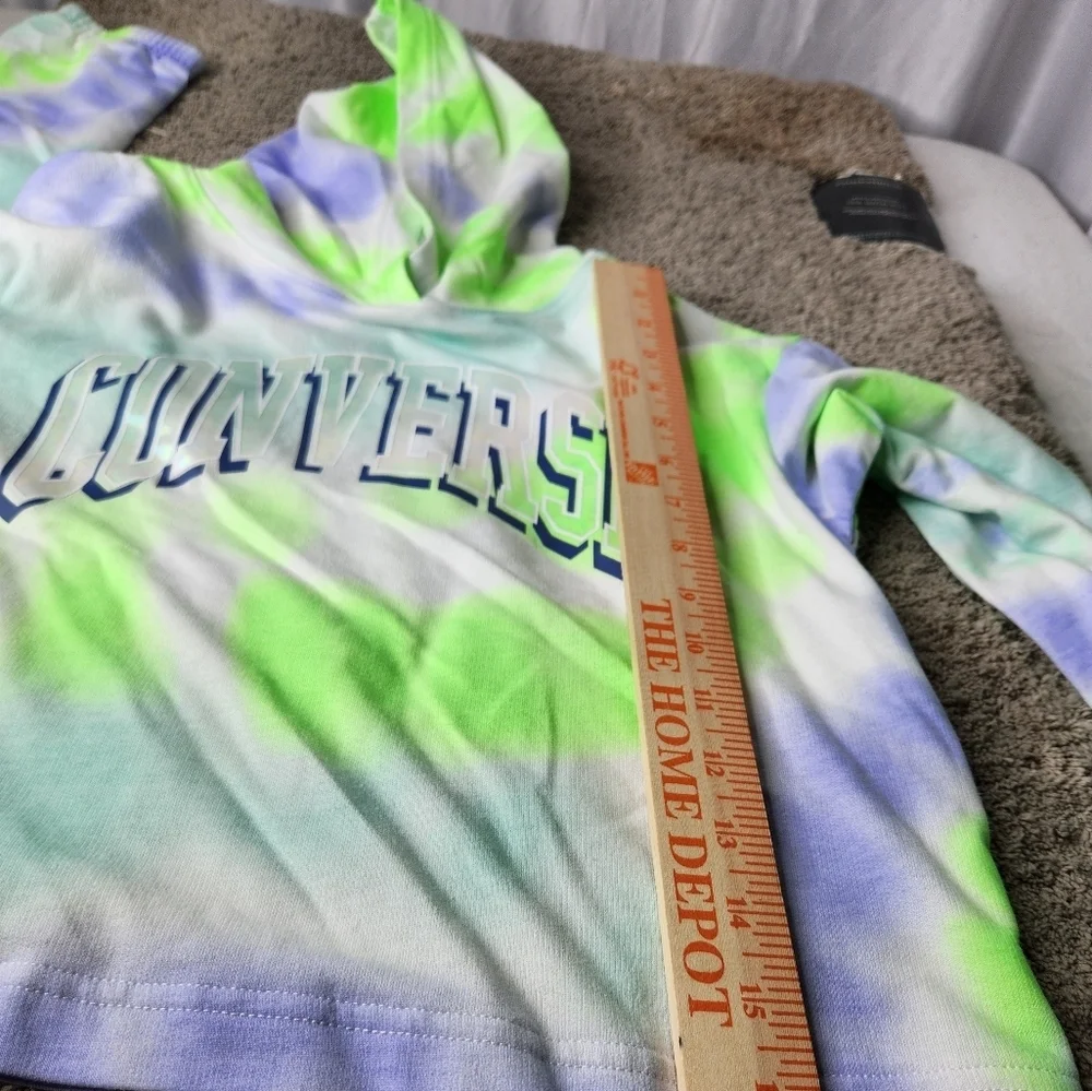 Converse M Green Girl's All Over Print Tie-Dye Boxy Hoodie (Big Kids) Size M